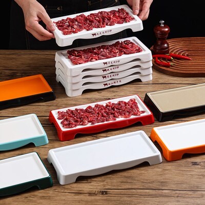 极速100个装郝j阿娘同款鲜切牛肉自助火锅盘子谭三娘密胺餐具订制