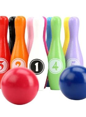 极速12pcs/set Woodeon Color Bowling Set 10 Pins 2 Ball Bowli