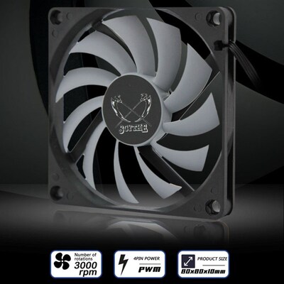 极速80mm Computer PC Casse Thin Fan 4 Pin 3000RPM Adjustable
