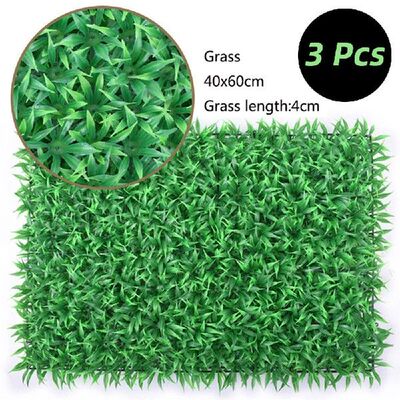 极速3 Pcs 40x60cml Green Artificial Grass Grasses Plants Wal