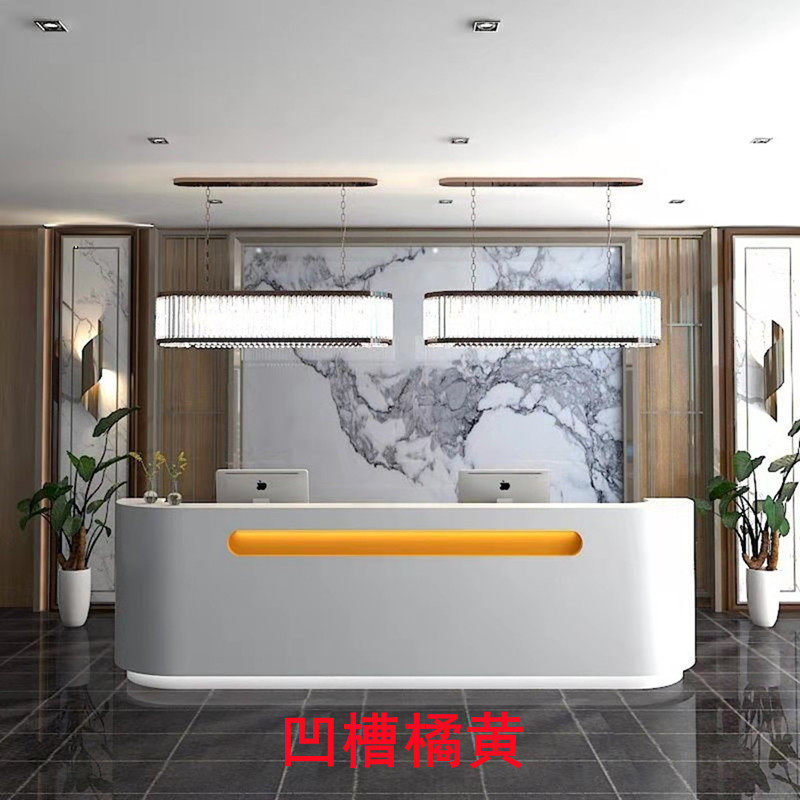 新品时尚烤漆桌接待台商铺收银台迎宾台办公咨询U桌整体弧形特惠