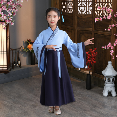 极速儿童汉服国学l服装古装三字经弟子规服小学生开笔礼表演书童