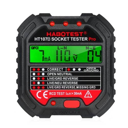 极速HT107 Socket Tester Voltxage Test EU/UK/US Plug Line Tes