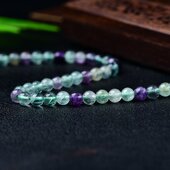 新品 天然水晶原石带孔散珠子6mm圆珠半成品Mdiy手链项链串珠饰品