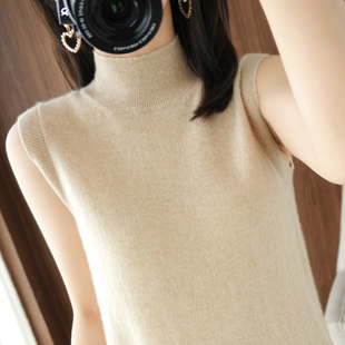 内搭外M穿上衣坎肩无袖 半高领羊毛背心女西装 打底针 39元 极速断码