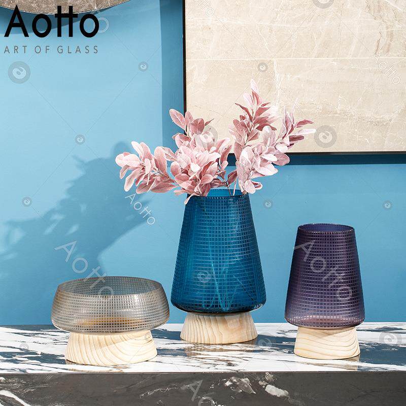 彩色玻璃花瓶家居客厅干花插花水培花装饰几何形花瓶软装搭配摆件
