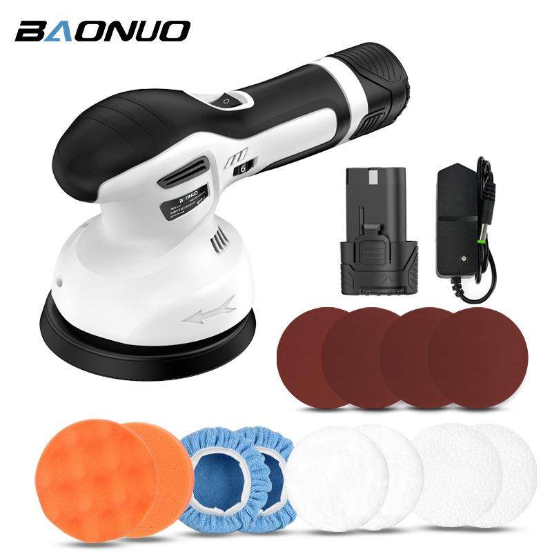 锂电抛光机12V白色便携手持车用家用抛光打蜡机汽车抛光机