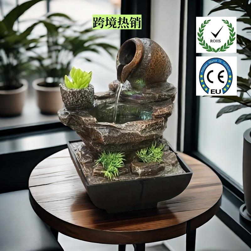 田园风喷泉流水壁挂园林装饰挂件户外水景工艺品庭院USB不插电源