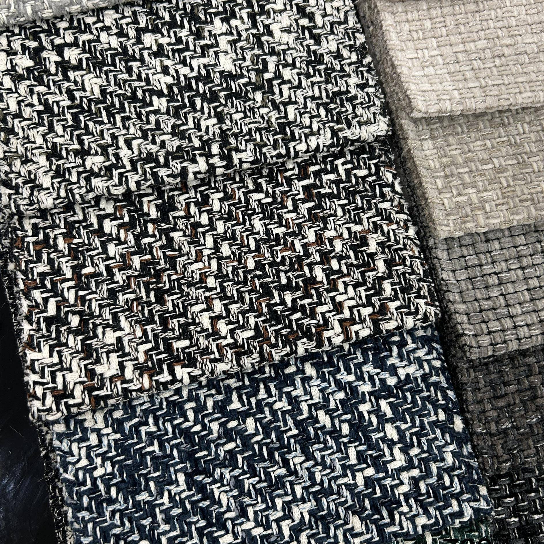 沙发布编织棉质感粗线条肌理现代简约样板房设计款沙发布抱枕布