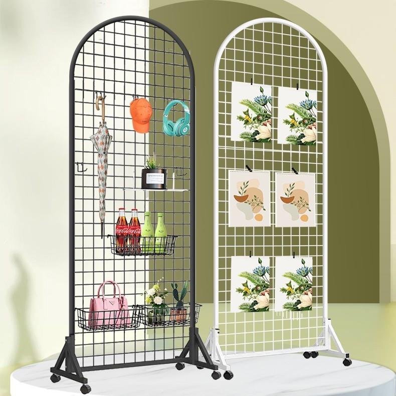 铁艺网格折叠展示架幼儿园美工区作品书法画展圆形立式移动置物架