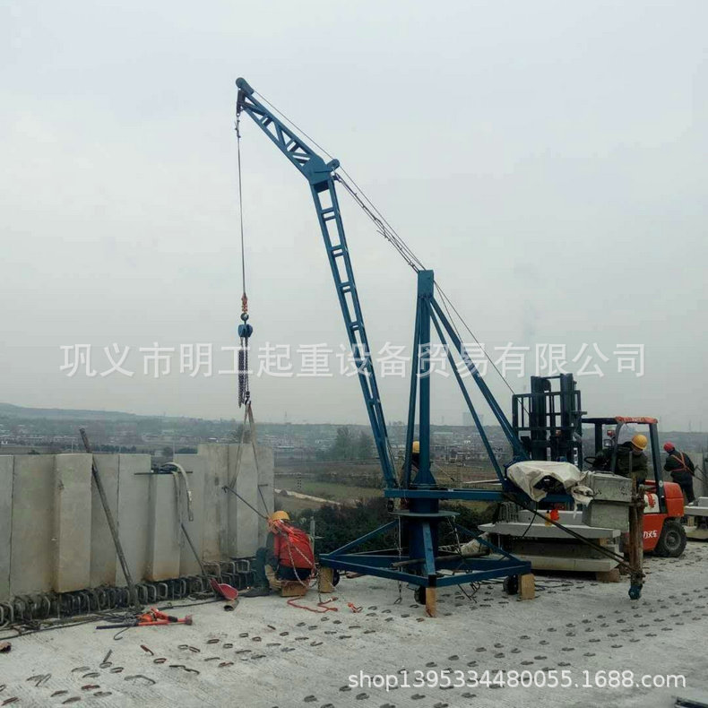 移动鱼塘吊鱼小起重机  钢结构移动吊机起重机 品质保证