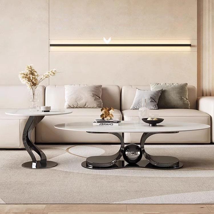2023新款轻奢茶几小户型现代简约椭圆岩板高级感意式极简网红茶几