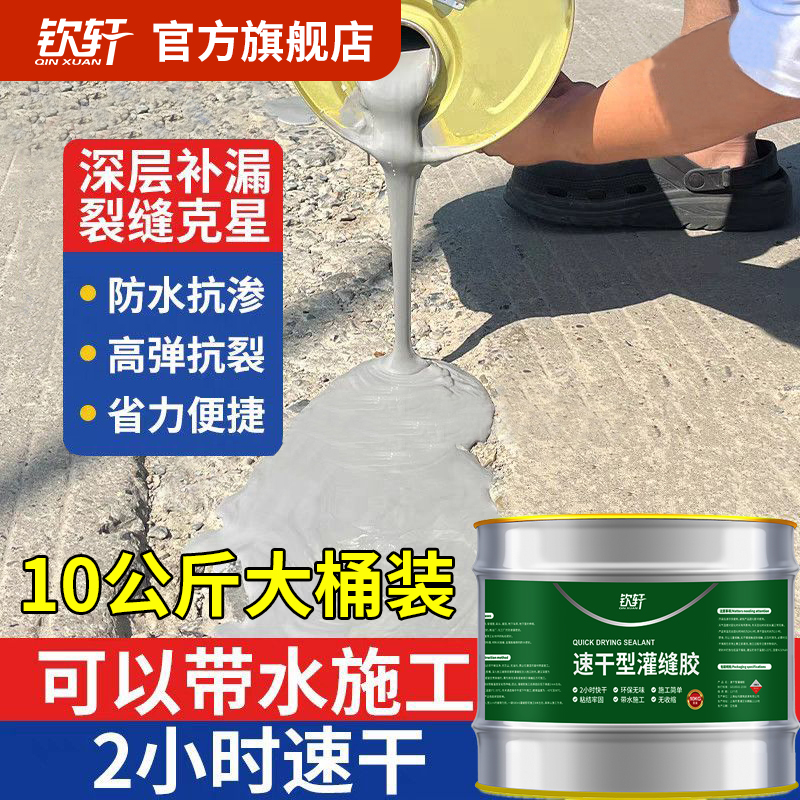 裂缝修补屋顶防水补漏水泥地面墙体缝隙速干灌缝胶密封堵漏10公斤