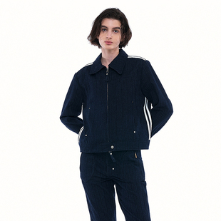 女休闲百搭条纹袖 2025秋新款 双拉链短外套 PARTIMENTO 韩国正品