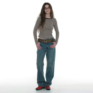 25FW潮流复古休闲直筒阔腿裤 美式 PARTIMENTO 韩国正品 微喇牛仔裤