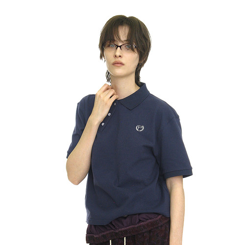不对称门襟单领条纹Polo衫