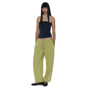 弹力多颜色宽松休闲裤 夏季 PARTIMENTO 韩国正品 纯色低腰抽绳长裤