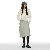 PARTIMENTO 不对称垂褶片式 中长裙 高密度棉斜纹水洗质感半身裙