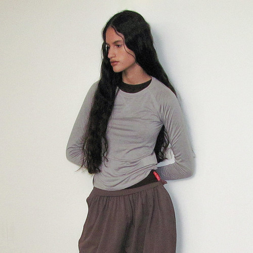 天丝粘胶混纺插肩袖长袖T恤