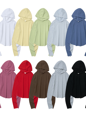 百搭修身上衣 韩国正品 PARTIMENTO 国内现货连帽短款薄卫衣