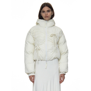 褶皱蝴蝶结束带棉衣 韩国正品PARTIMENTO 3M新雪丽双面穿保暖棉服