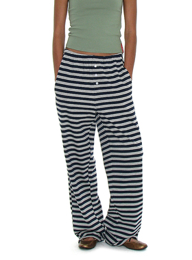 条纹休闲裤阔腿裤女 韩国正品 PARTIMENTO 25SS 新款时尚长裤百搭