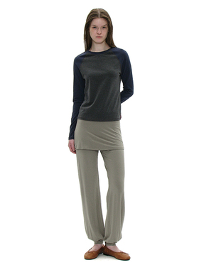 高腰分层式连体哈伦裤 韩国正品PARTIMENTO 柔软高弹垂坠感瑜伽裤