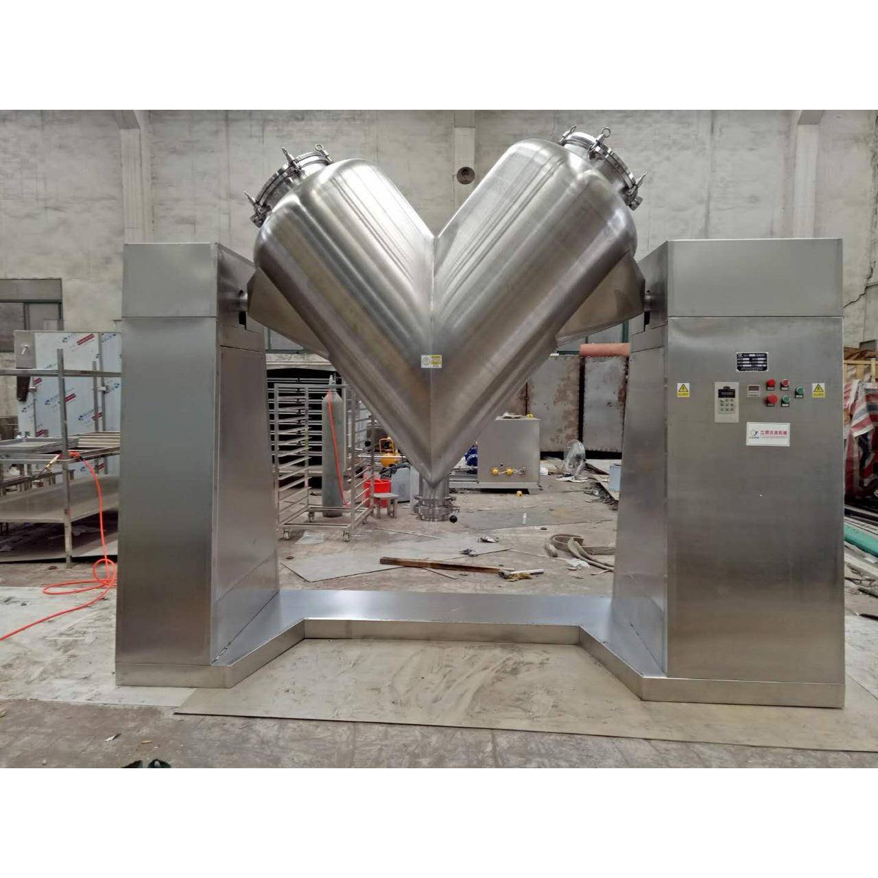 高速V型混合机电动不锈钢干粉立式球阀出料食品化工搅拌机