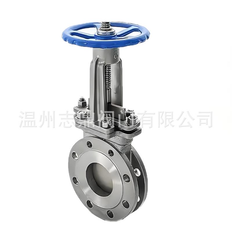 PZ73H-10P手动明杆刀闸阀304不锈钢粉尘管道对夹刀型闸阀放料阀