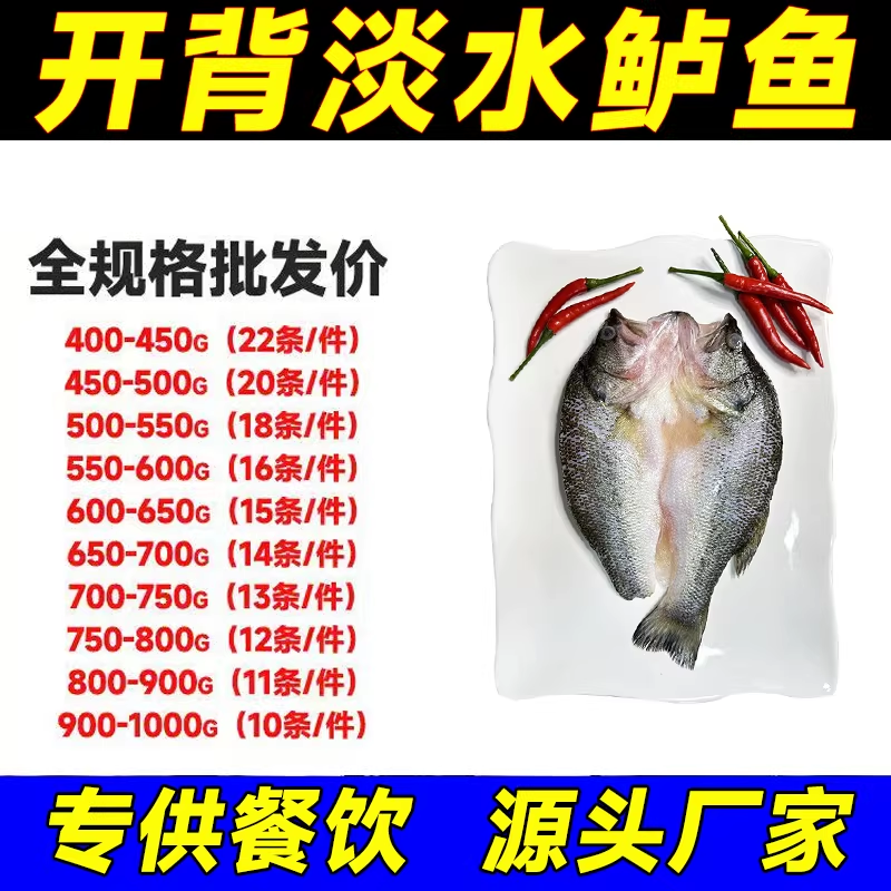 淡水鲈鱼清蒸鲈鱼加州鲈鱼商用半成品冰冻开背三去活鱼大口黑鲈鱼