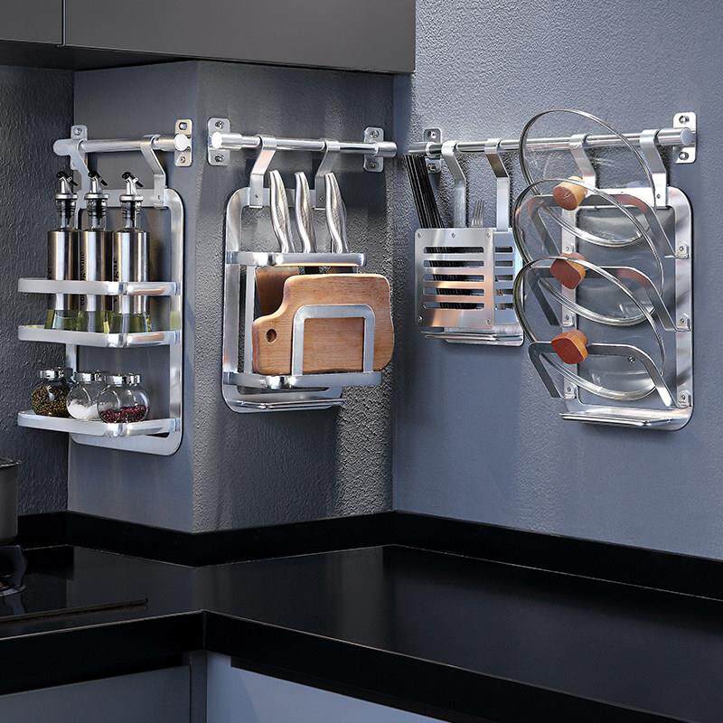 刀架壁挂式厨房挂架挂杆免打孔墙面墙上调料置物架筷筒锅盖架收纳