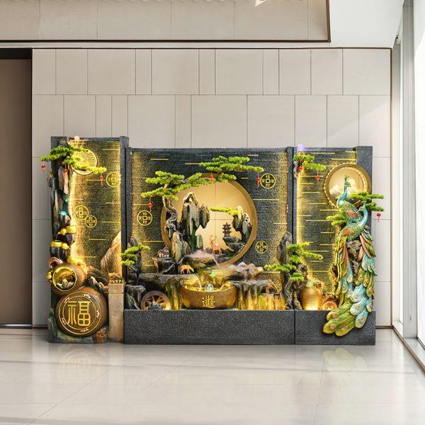 水幕墙流水屏风客厅大型落地鱼缸假山摆件办公室公司庭院鱼池造景