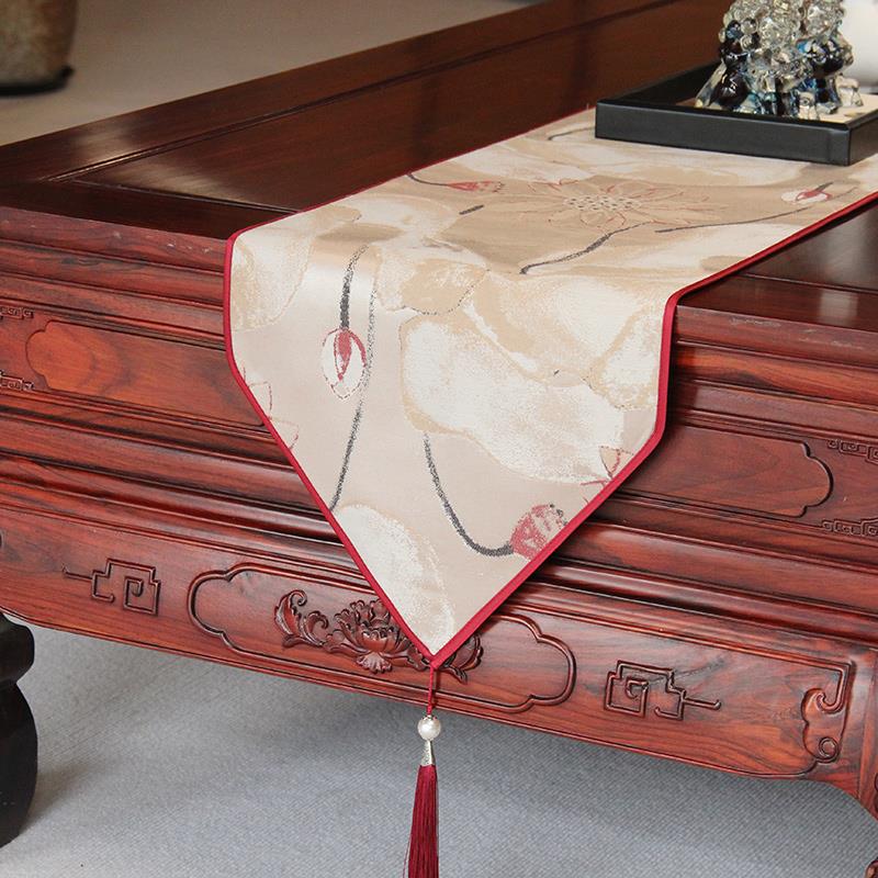 新中式禅意桌旗餐桌电视柜茶几茶台茶席轻奢茶旗茶桌高端桌布