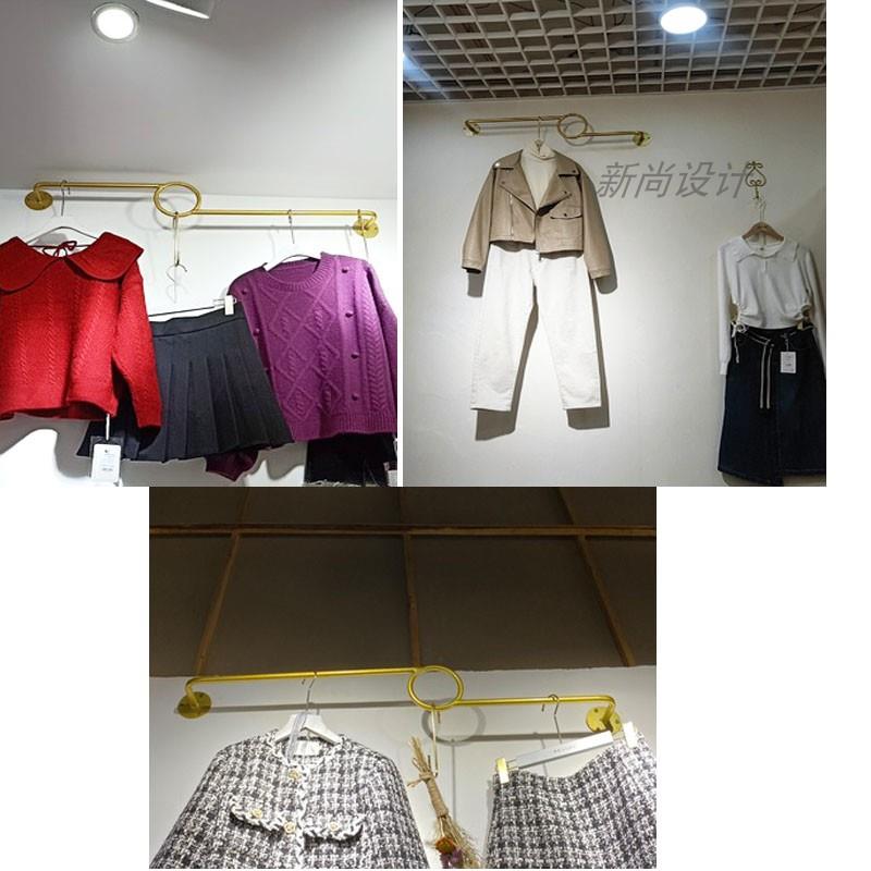 女装店童装店正挂展示架上墙横杆挂衣架壁挂式金色墙壁货架单件挂