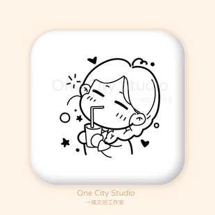 原创文创奶油印章光敏原创可爱设计手帐学生老师表情迷糊无语震惊