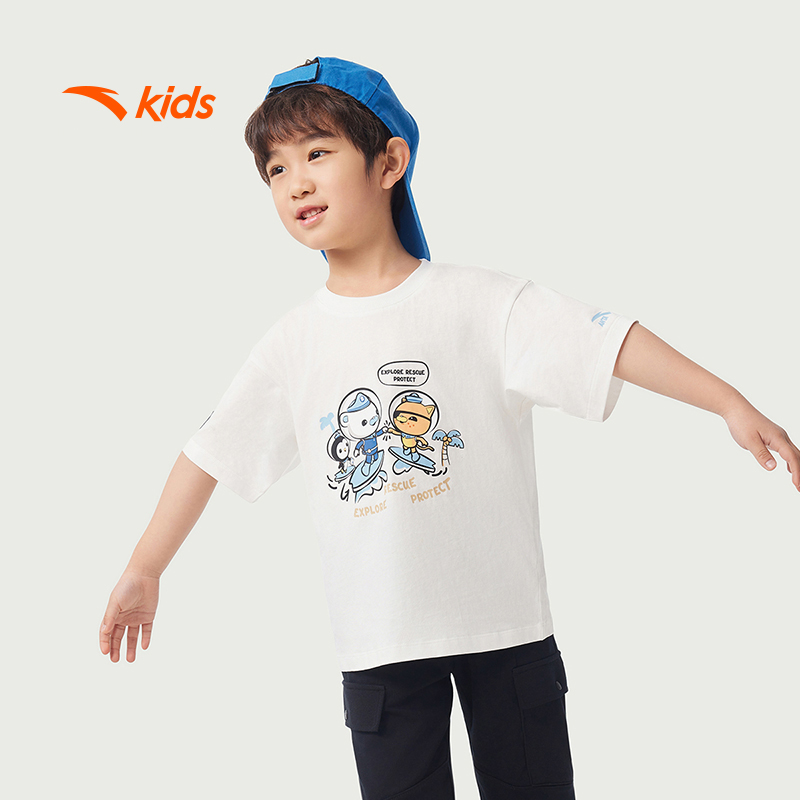 安踏儿童男小童针织短袖2025夏款