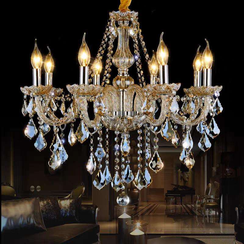 欧式吊灯客厅水晶灯奢华大气餐厅灯现代简约卧室蜡烛复式别墅吊灯
