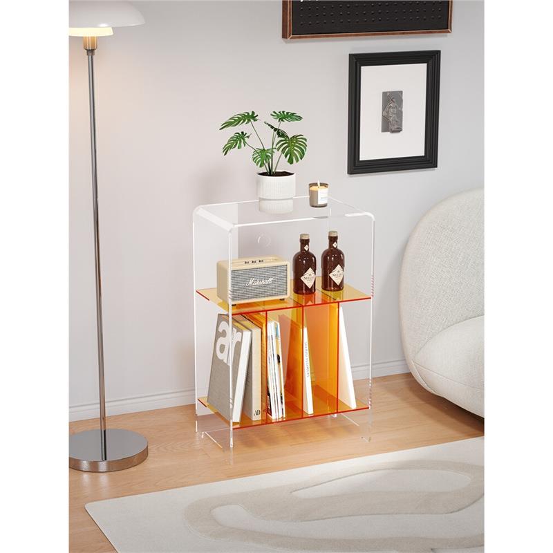 亚克力置物架客厅沙发边几简约创意书柜卧室床头收纳音响CD储物柜