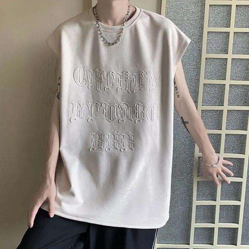 加肥加大码300斤背心高街男女款坎肩夏季运动砍袖网红美式无袖t恤