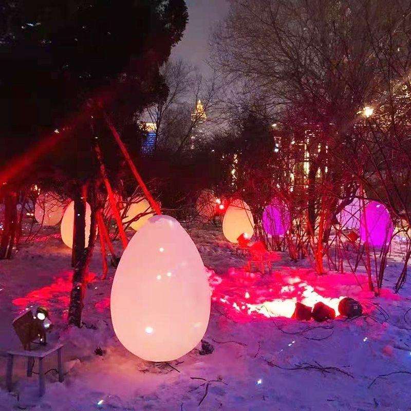 感应创意防水蛋形太阳能led球形灯发光户外不倒翁互动庭院灯景观