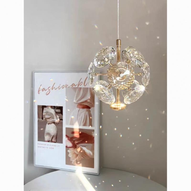 轻奢创意网红个性蒲公英水晶小吊灯过道玄关卧室床头吊灯