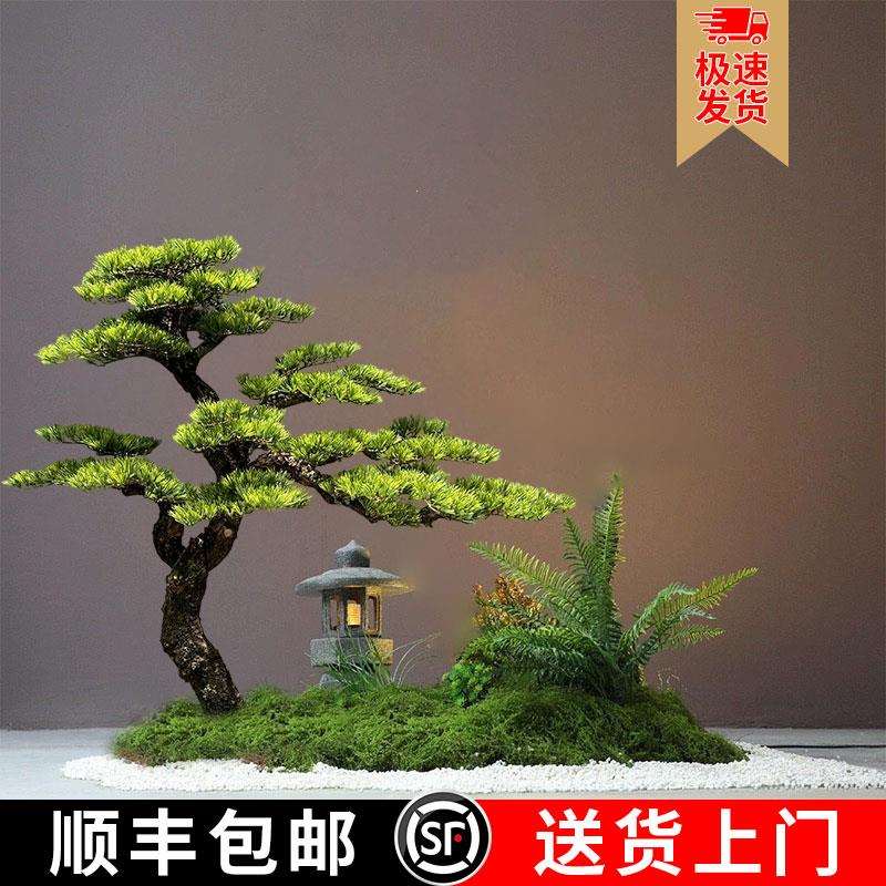 仿真松树迎客松罗汉松造景大型玄关酒店室内装饰假树摆件落地花艺