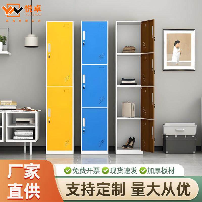 钢制单门简易更衣柜员工宿舍储物收纳柜健身房浴室带锁铁皮换衣柜