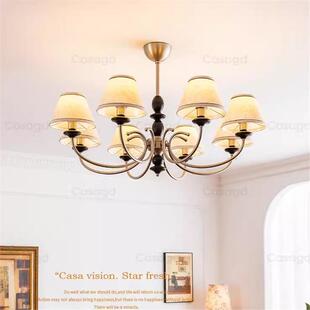 美式复古客厅吊灯法式中古风卧室主灯简约南洋风餐厅灯具