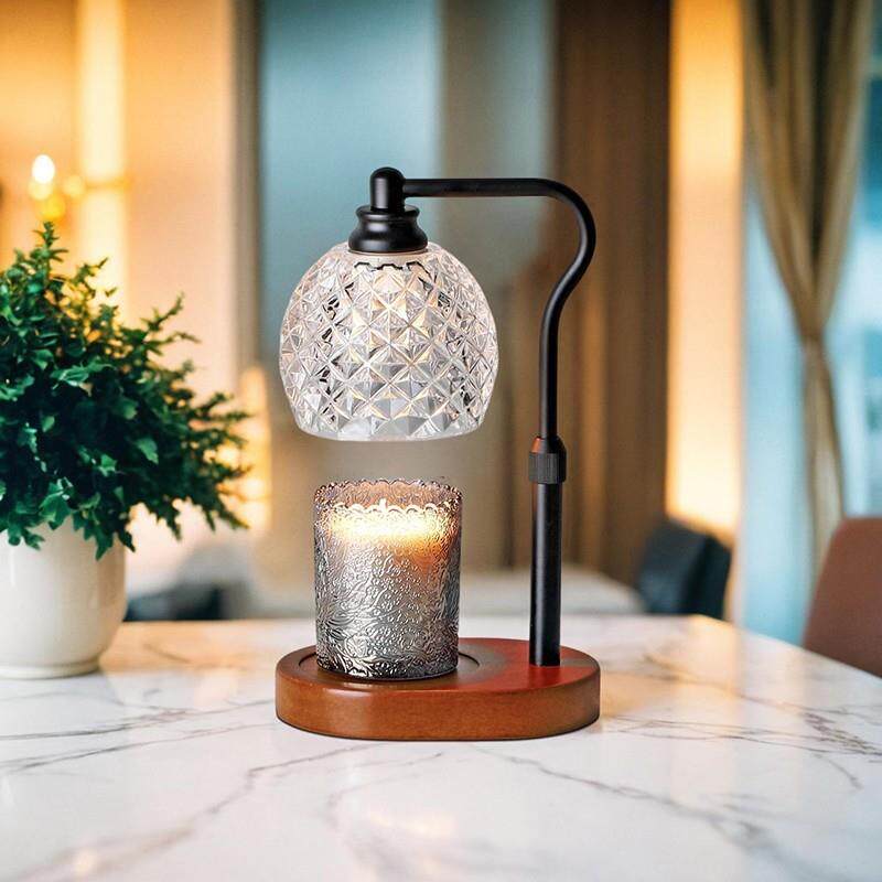 玻璃灯罩调节高度台灯可升降融蜡灯亚马逊融烛伸缩家用可定时复古