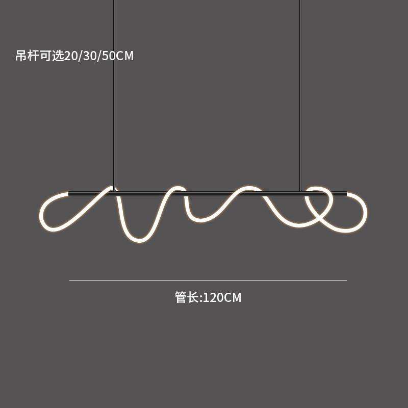 极简餐厅吧台吊灯长条餐桌音符艺术设计师创意个性灯管缠厂家
