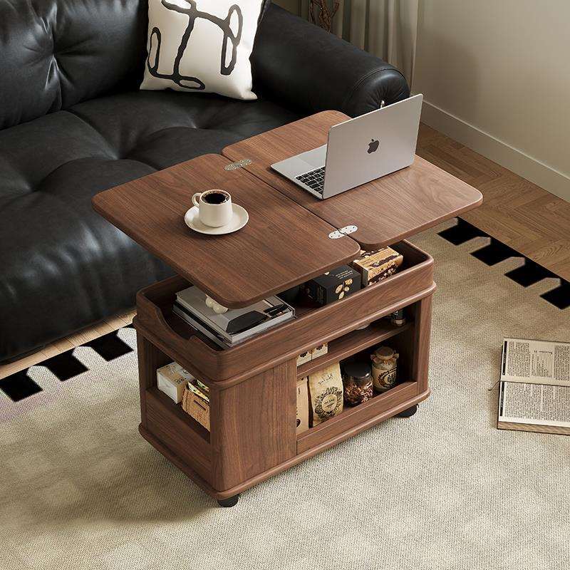 实木沙发小推车古风简约折叠茶几多功能家用小户型客厅移动茶桌批