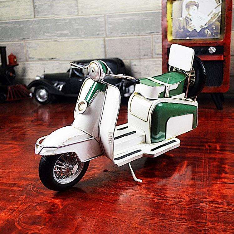 复古木兰踏板摩托模型欧式铁艺车模摆件酒吧餐厅装饰摆设摄影道具