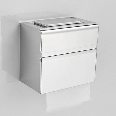 轻奢纸巾盒厕所擦手纸盒挂壁式不锈钢304防水双层方形创意厕纸盒