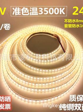 准色温3500K灯带12V2835不防水120珠3500K灯条24V8mm宽3500K灯带
